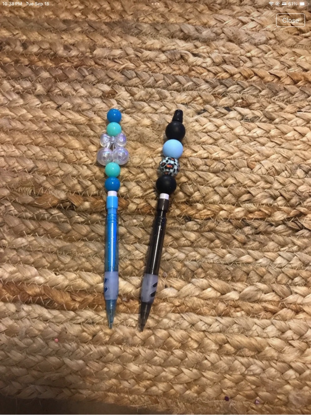 Hand Crafted Blue and Black Beaded Hair Stick Set